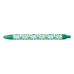 Panda Bear Pattern Green Print Black Ink Pen