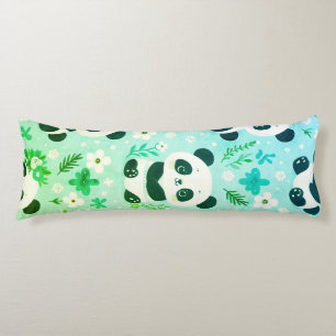 Panda Bear Pattern Green Print Body Cushion