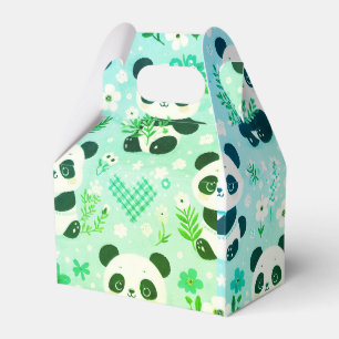 Panda Bear Pattern Green Print Favour Box