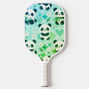 Panda Bear Pattern Green Print Pickleball Paddle