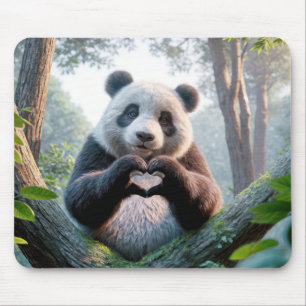 Panda Bear Paws In Heart Shape Mouse Pad