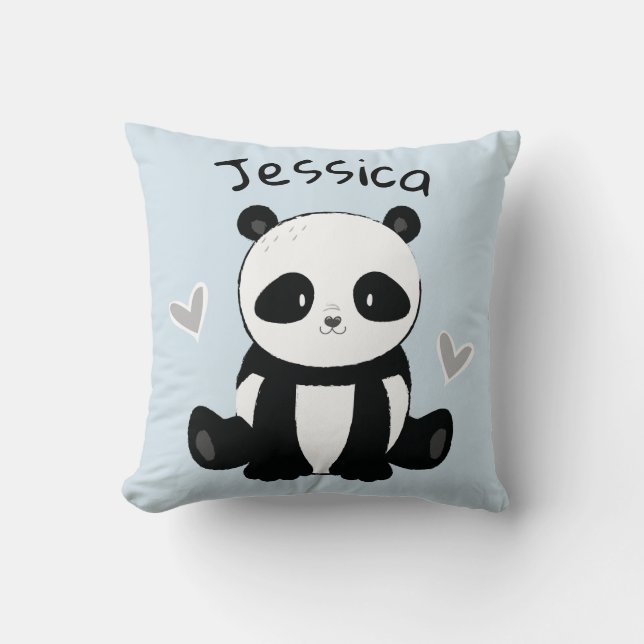 Panda Bear Personalised Nursery Decor Cushion (Front)