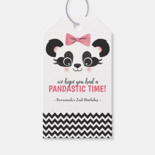 Panda Bear Pink Girls Birthday Party Favour Gift Tags