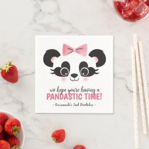 Panda Bear Pink Girls Birthday Party Napkin