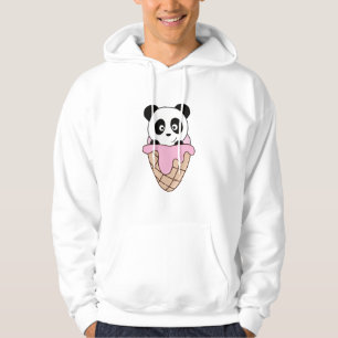 Panda Bear Pink Ice Cream Waffle Cute Animals Kids Hoodie