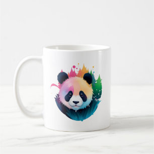Panda Bear Portrait Forest Paint Splash Logo Coffee Mug