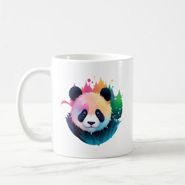  Panda Bear Portrait Forest Paint Splash Logo Coffee Mug (Left)