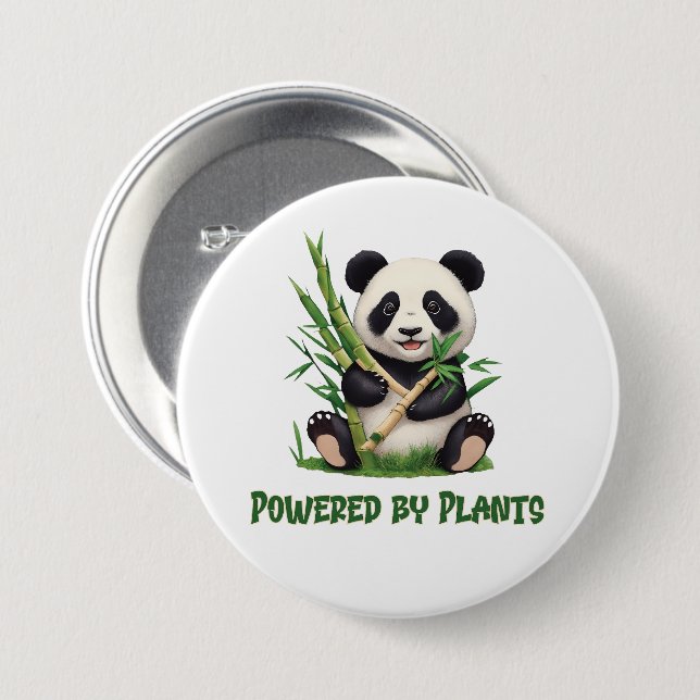 Panda Bear powered by plants 7.5 Cm Round Badge (Front & Back)