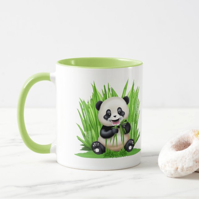 Panda Bear powered by plants Mug (With Donut)