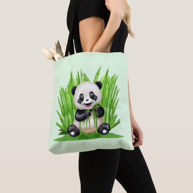 Panda Bear powered by plants Tote Bag (Close Up)