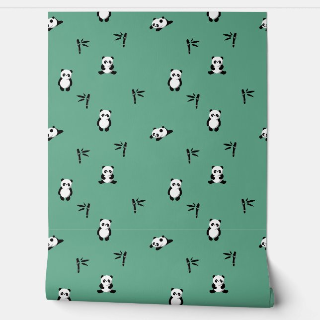 PANDA BEAR PRINT SEAMLESS  WALLPAPER (Unrolling)