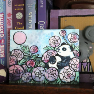 Panda Bear Purple Flowers Nature Lovers            Holiday Postcard