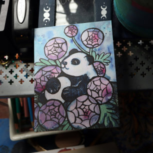 Panda Bear Purple Flowers Nature Lovers            Postcard