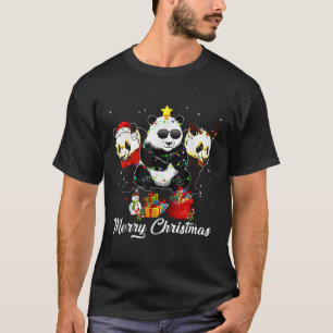 Panda Bear Reindeers Lights Pajama T-Shirt