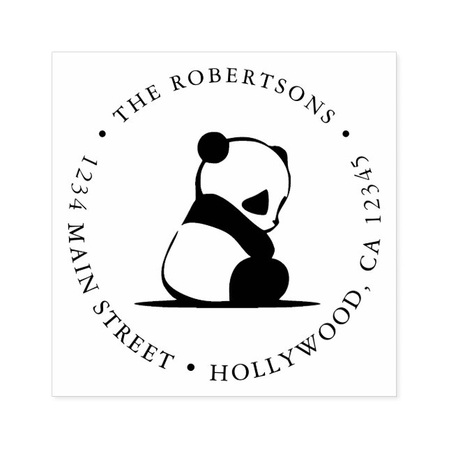 Panda Bear Return Address Rubber Stamp (Imprint)