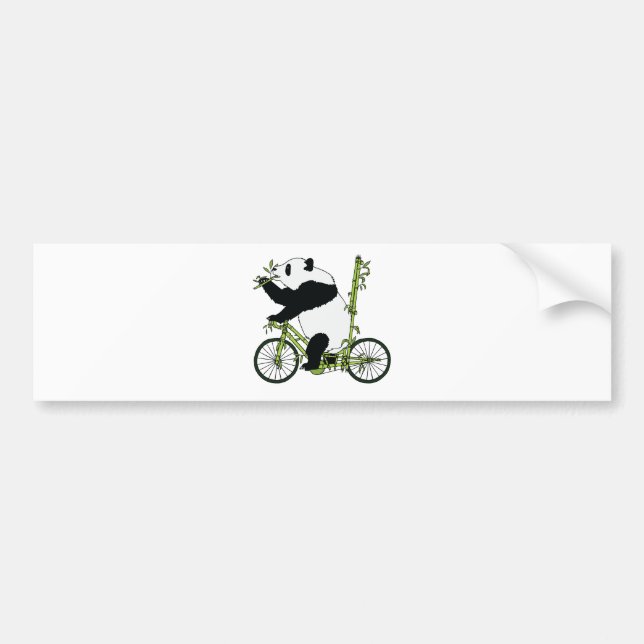 Panda Bear Riding Bamboo Bike Bumper Sticker (Front)
