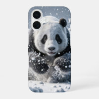 Panda Bear Running In Snow