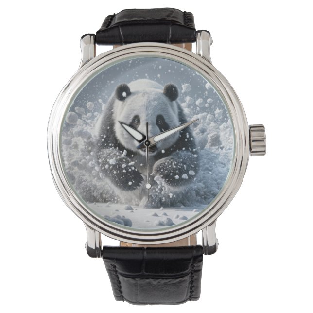 Panda Bear Running In Snow Watch (Front)