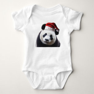 Panda Bear Santa Claus Baby Bodysuit
