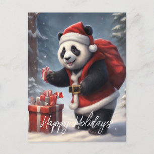 Panda Bear Santa  Holiday Postcard