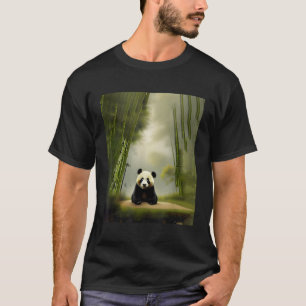 Panda Bear Sitting In Clearing In Bamboo Field For T-Shirt