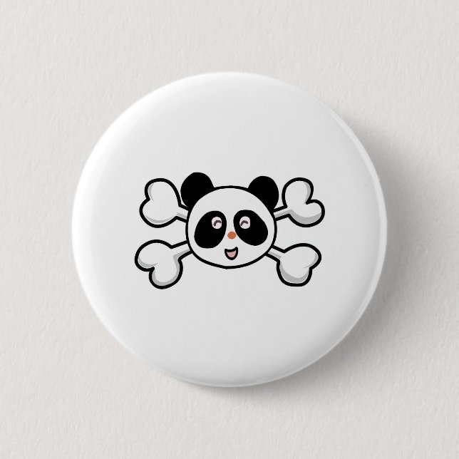panda bear Skull and Crossbones 6 Cm Round Badge (Front)