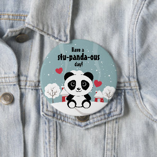 Panda bear snow cute kawaii kids cartoon nice day 10 cm round badge