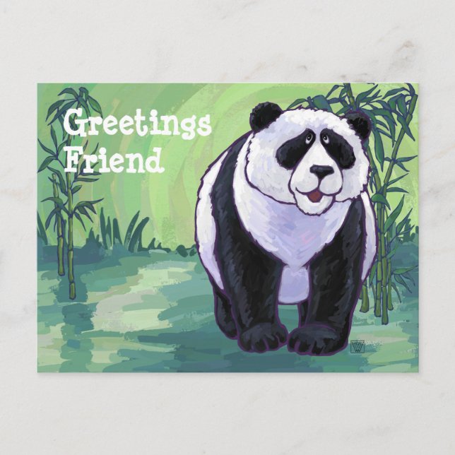 Panda Bear Stationery Postcard (Front)