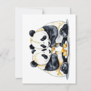 Panda Bear Study F - Watercolors Holiday Card