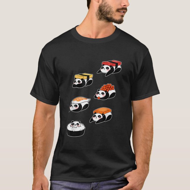 Panda Bear Sushi Sashimi Japanese Food T-Shirt (Front)