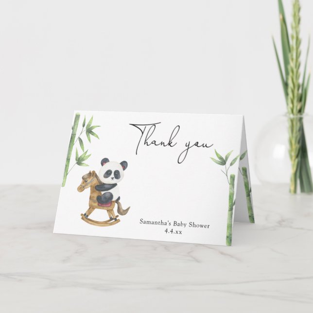 Panda bear thank you baby shower card (Front)