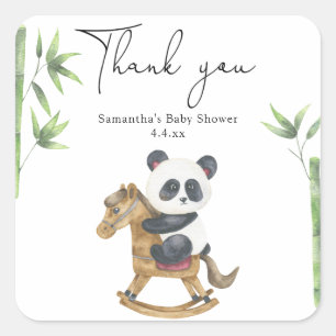 Panda bear thank you baby shower square sticker