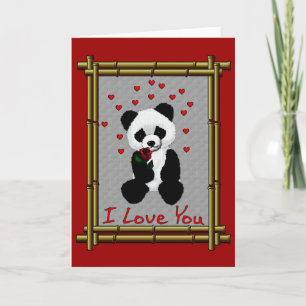 Panda Bear Valentine Holiday Card