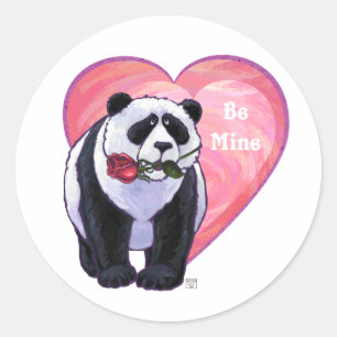 Panda Bear Valentine's Day Classic Round Sticker
