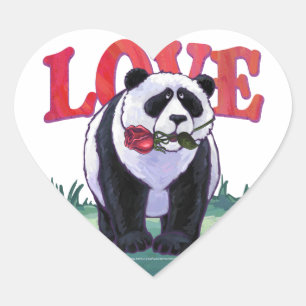 Panda Bear Valentine's Day Heart Sticker