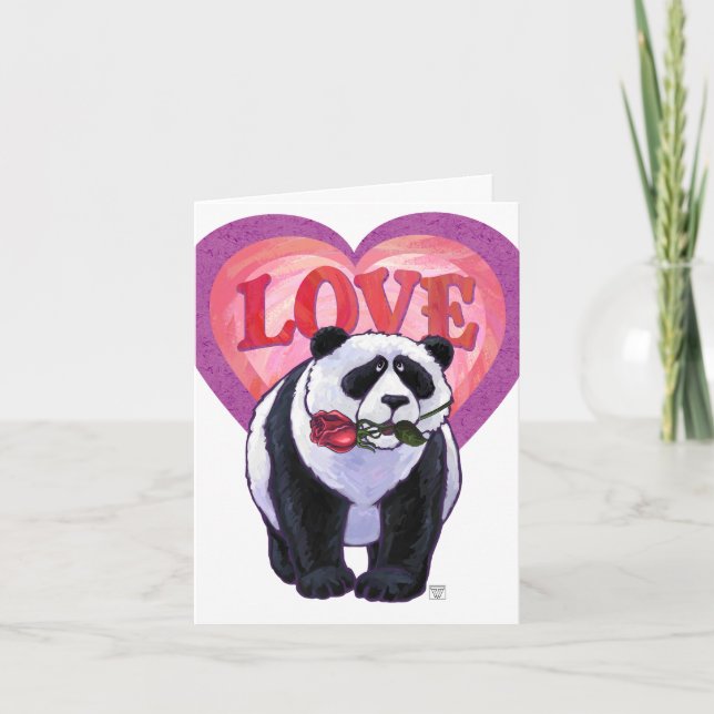 Panda Bear Valentine's Day Holiday Card (Front)