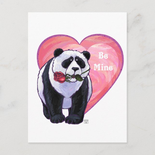 Panda Bear Valentine's Day Holiday Postcard (Front)
