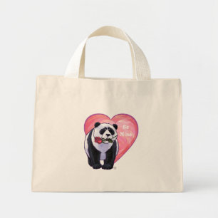 Panda Bear Valentine's Day Mini Tote Bag