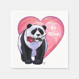 Panda Bear Valentine's Day Napkin