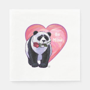 Panda Bear Valentine's Day Napkin