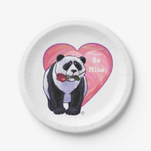Panda Bear Valentine's Day Paper Plate