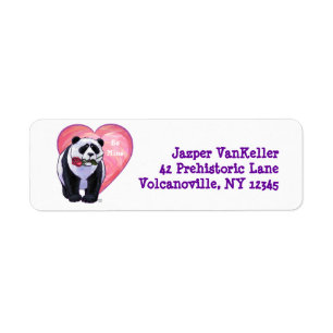 Panda Bear Valentine's Day Return Address Label