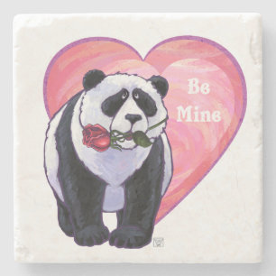 Panda Bear Valentine's Day Stone Coaster
