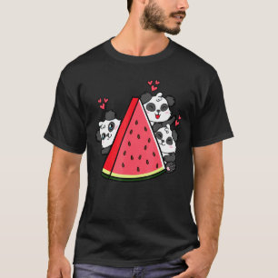 Panda Bear Watermelon Summer Fruit Slice T-Shirt