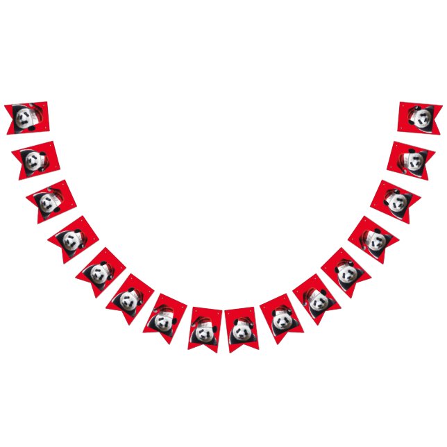 Panda Bear Wearing a Santa Claus Hat Bunting (All)