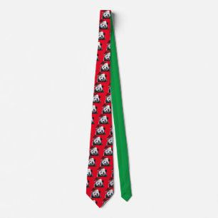 Panda Bear Wearing a Santa Claus Hat Tie