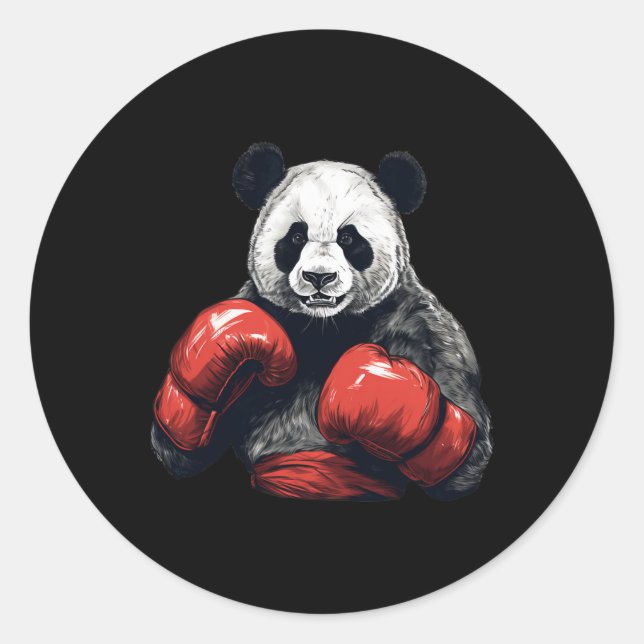 Panda Bear Wearing Boxing Gloves - Funny Boxing  Classic Round Sticker (Front)