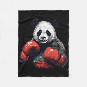 Panda Bear Wearing Boxing Gloves - Funny Boxing  Fleece Blanket