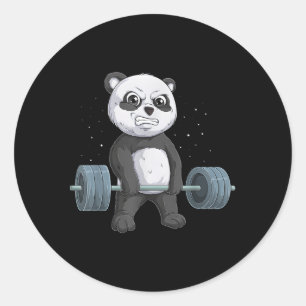 Panda Bear Weightlifting Deadlift Fitness Gym Classic Round Sticker