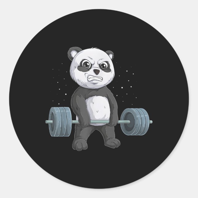 Panda Bear Weightlifting Deadlift Fitness Gym Classic Round Sticker (Front)